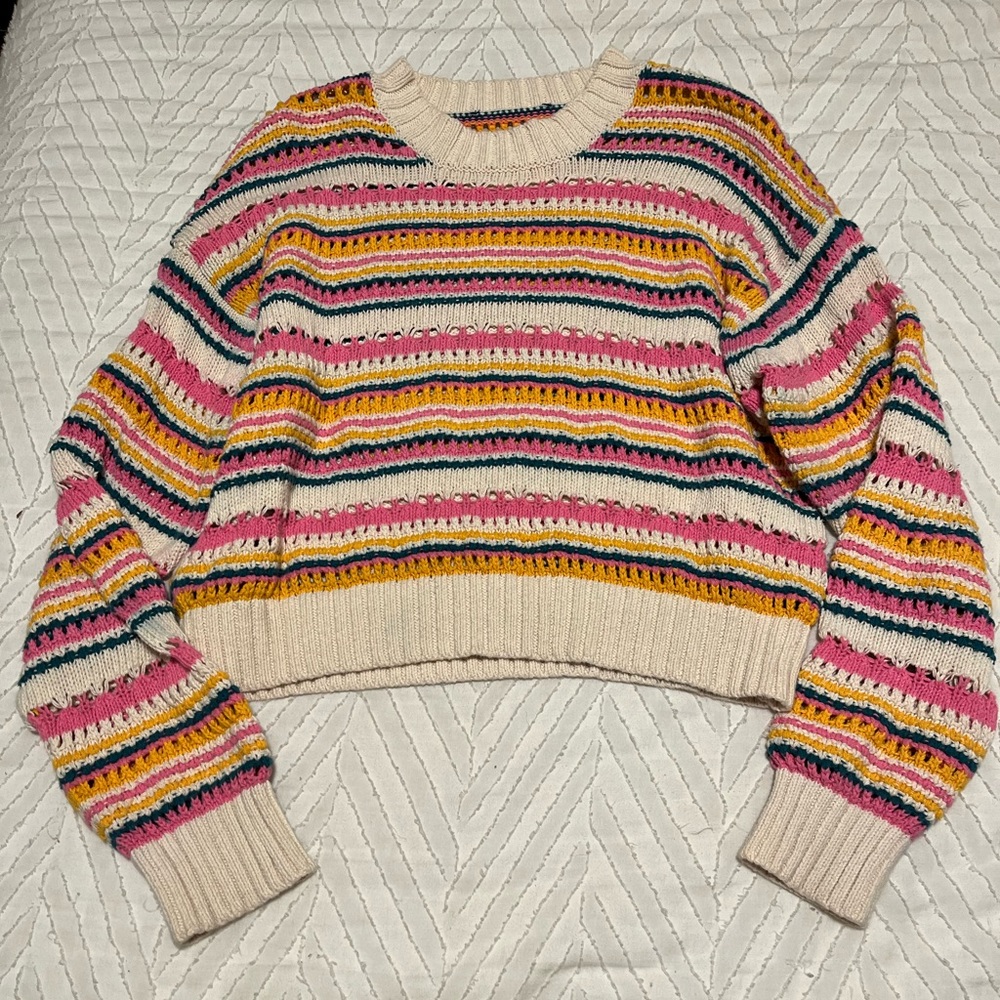 Zara, size small, knit sweater, worn once, multi color, good quality, cropped